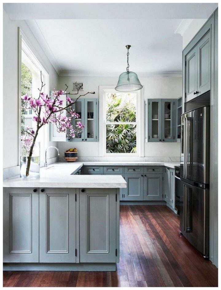 Kitchen With Gray Cabinets Why To, Blue Kitchen Cabinets Gray Walls