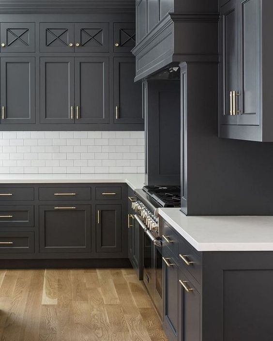 Charcoal gray kitchen cabinets