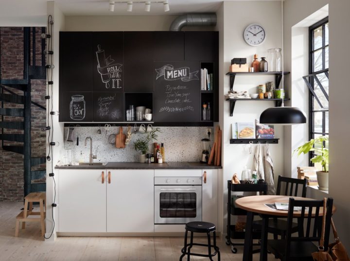 small black and white kitchen with Chalkboard to match your taste