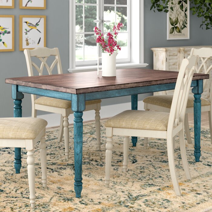 Teal Blue Veneer Dining Table