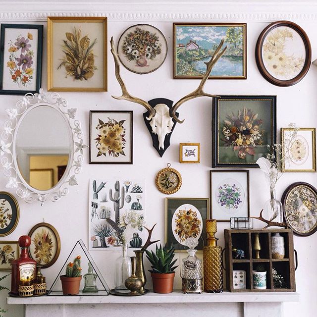gallery wall decorating with mirror