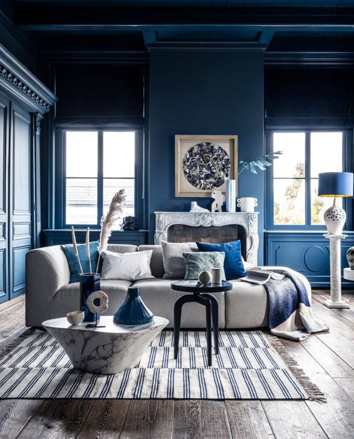 blue-living-room-with-modern-traditional-mix