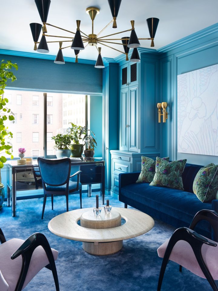 traditional formal blue paint living room idea