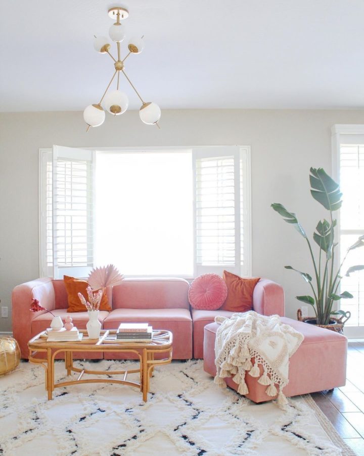 modern-velvet-living-room-sofa-with-rattan-coffee-table