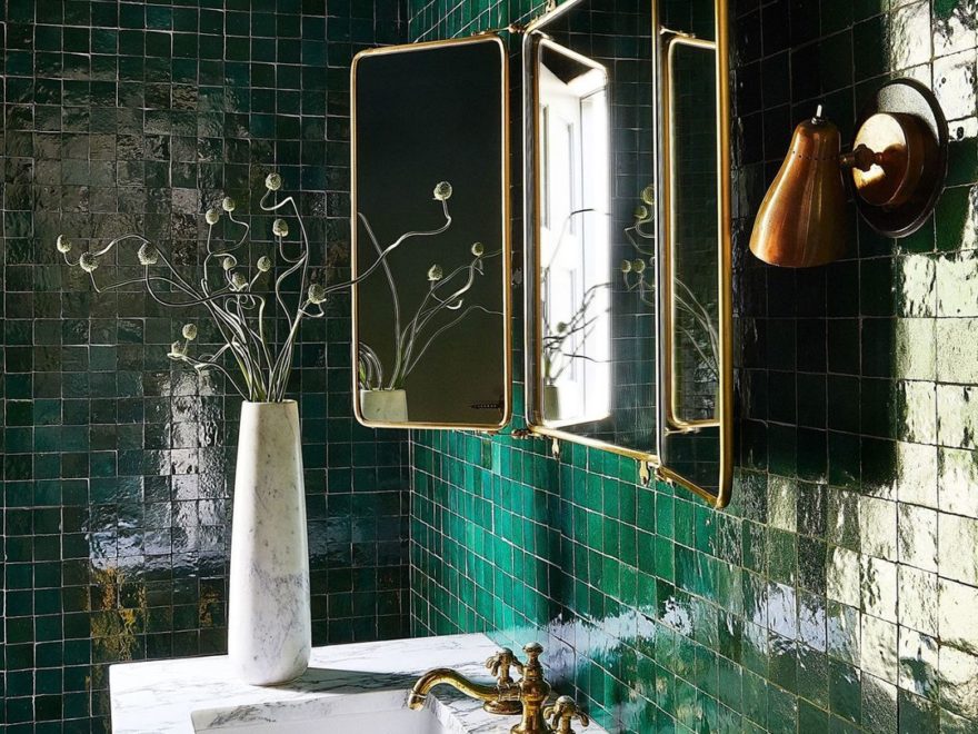 handmade green Moroccan green bathroom tiles idea