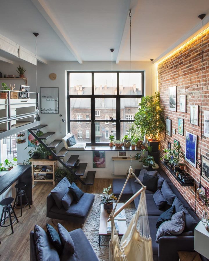 loft with many indoor plants
