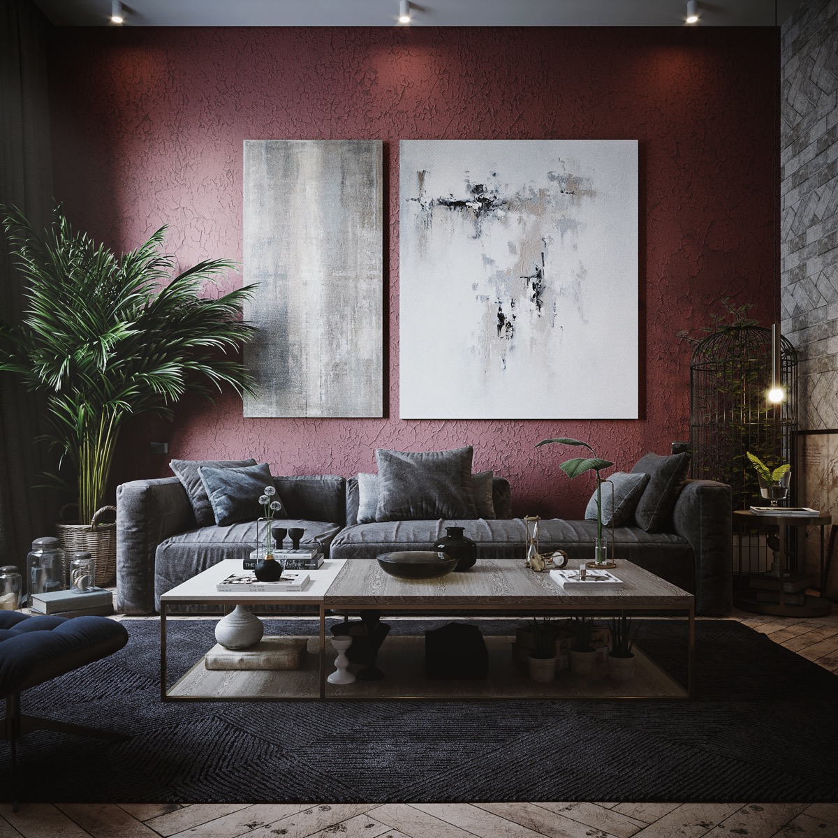burgundy living room ideas
