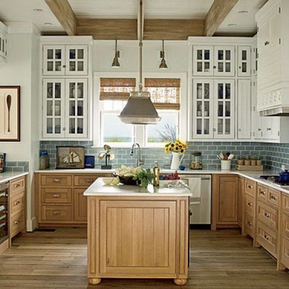 Two Tone Kitchen, Two Tone White And Wood Kitchen Cabinets