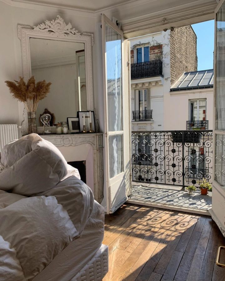 Parisian bedroom with balcony