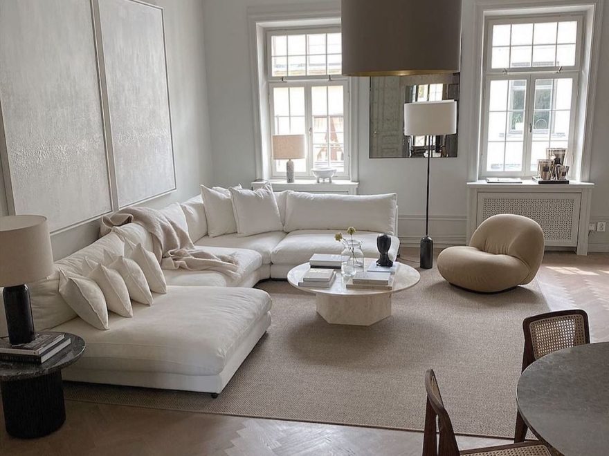 serene contemporary white living room design