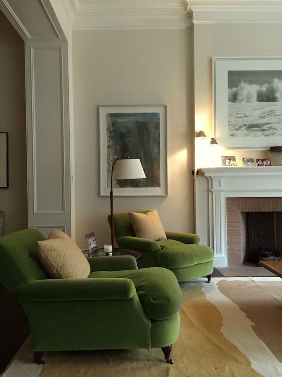 classic-living-room-with-green-velvet-armchairs