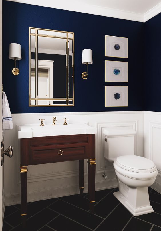 36 Bathroom Paint Color Ideas That Are, Is Navy Blue A Good Color For Bathroom