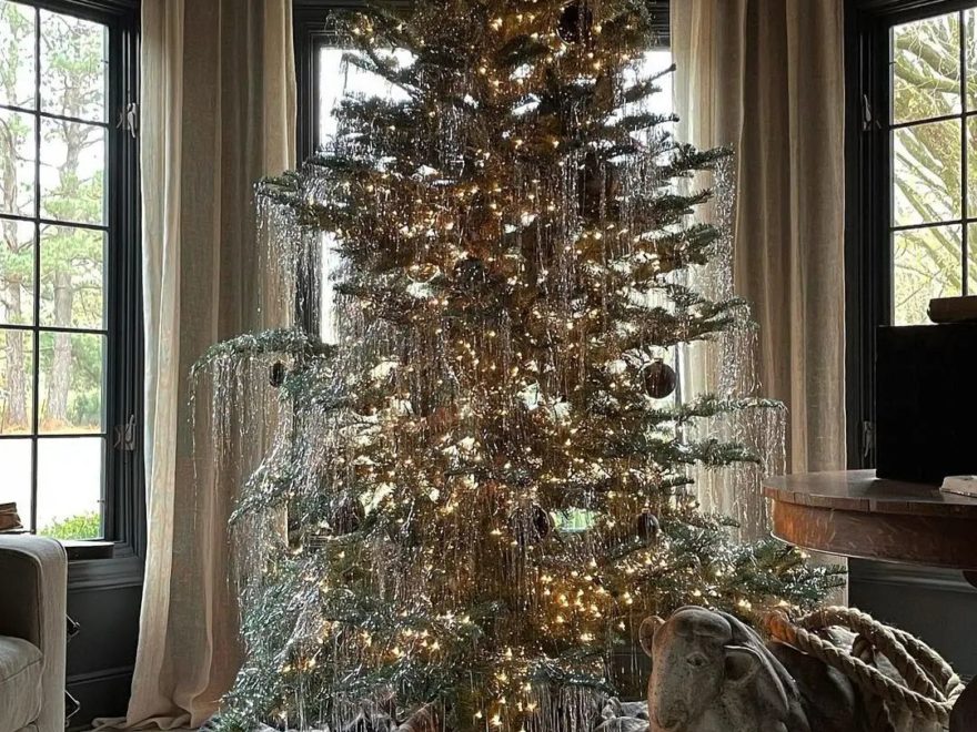 tinsel on christmas tree