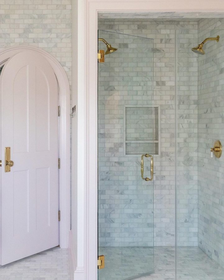 One-Of-A-Kind Classic Interior mint and white bathroom