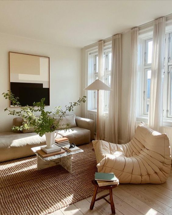 Danish modern minimalistic living room decor
