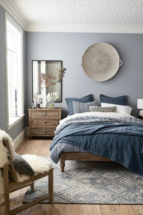 Pastel blue wall bedroom idea