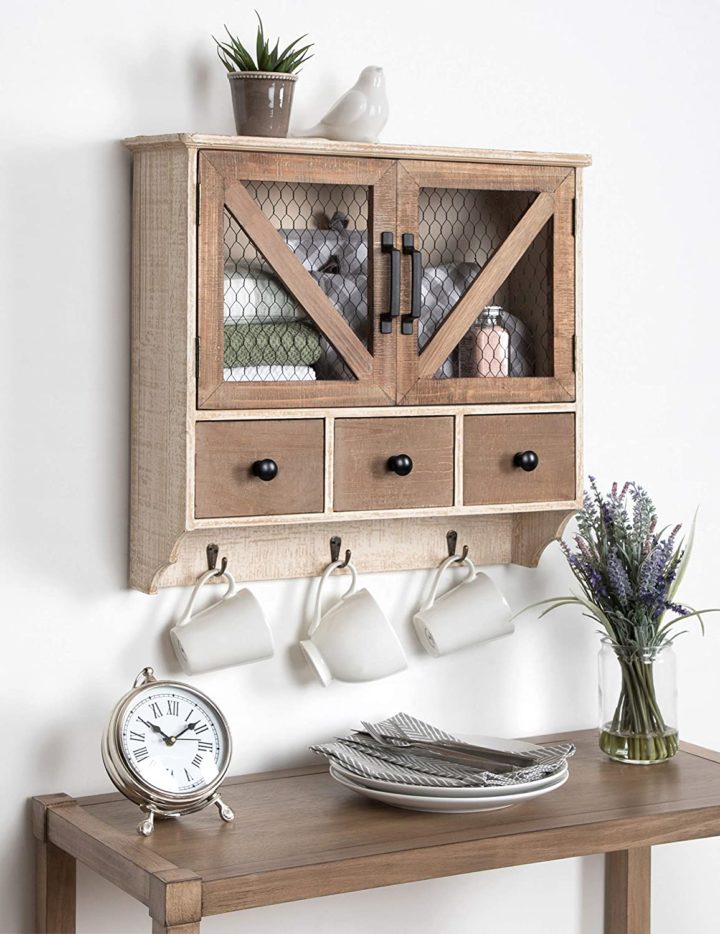 Kate and Laurel Hutchins Decorative Wooden Wall Cabinet with Chicken Wire 2 ideas