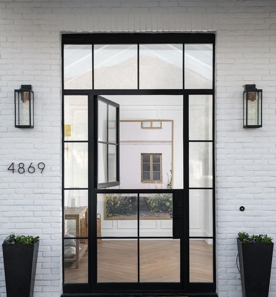 outdoor modern glass and black iron Dutch Door 2 ideas