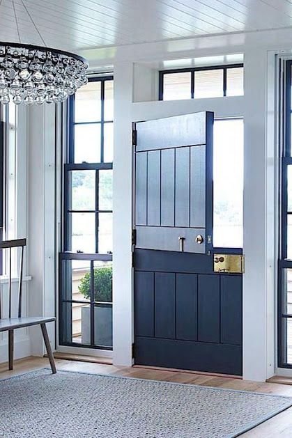 elegant dark blue front  exterior Dutch door