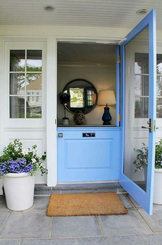 bright blue  exterior Dutch door