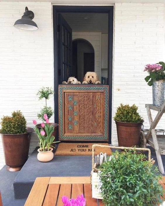 handcraft boho wood  exterior Dutch door