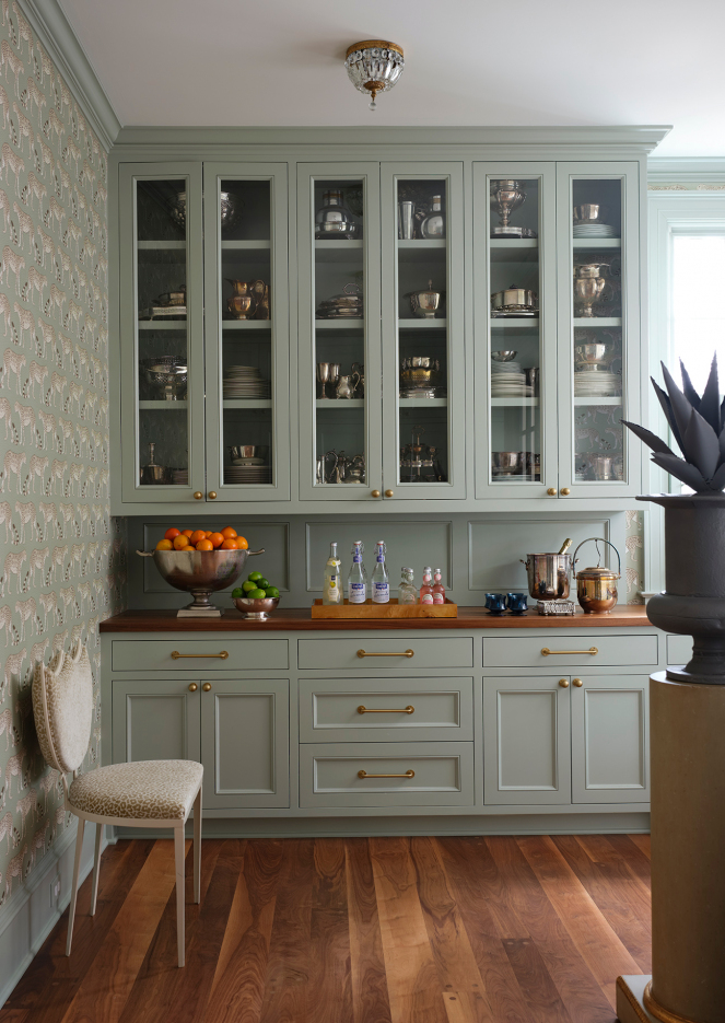 green grey built in home bar cabinets