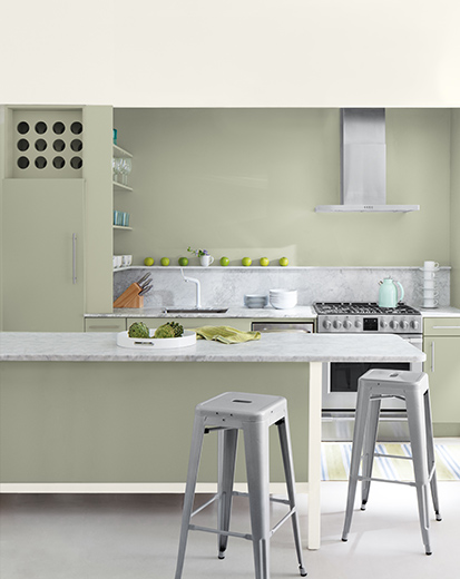 October Mist, shage green - Benjamin Moore Color Of The Year 2022 kitchen