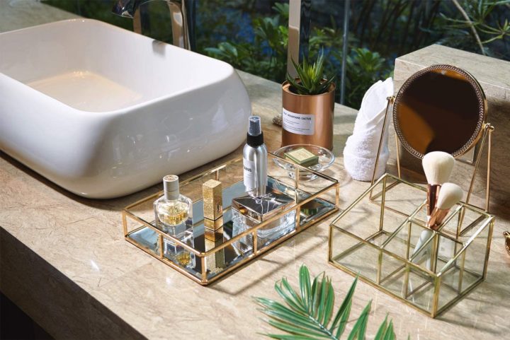 bathroom Gold  mirror Perfume Tray