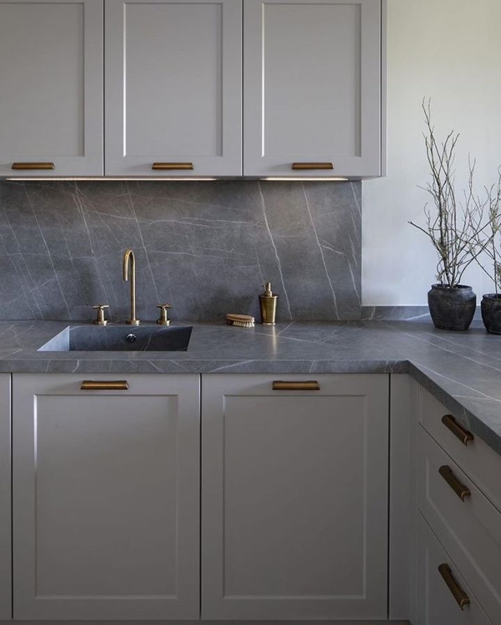 10 Best Gray Kitchen Countertops, Gray Cabinets White Marble Countertops
