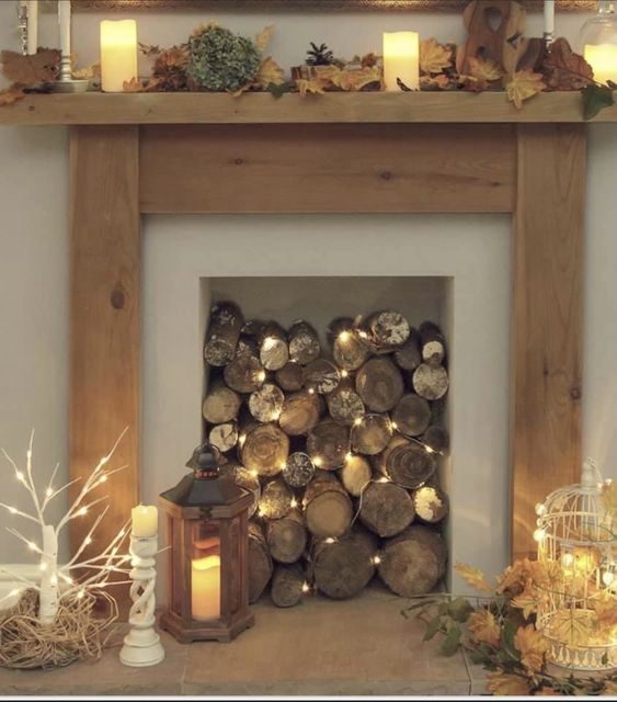 firewood log stores fairy lights ideas