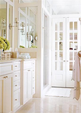 Bedroom & Bathroom white glass small french doors