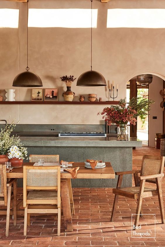 modern Spanish style kitchen with Thick Stucco Walls
