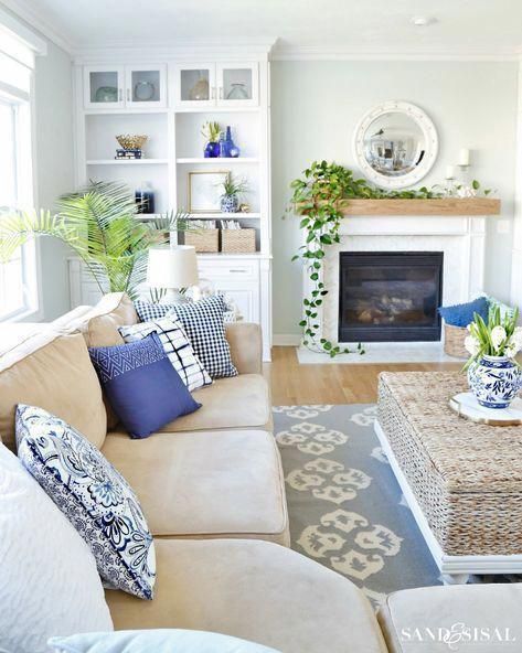 Blue beige and White Living Room
