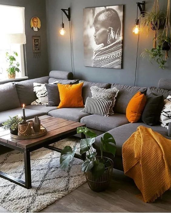 Grey Couch Living Room Ideas Decoholic, Orange Grey Living Room Ideas