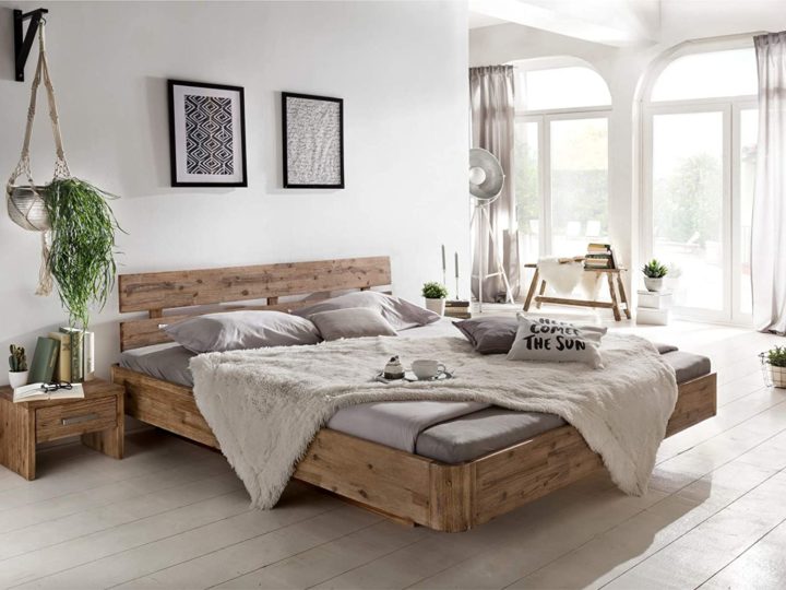 acacia real wood cheap floating bed