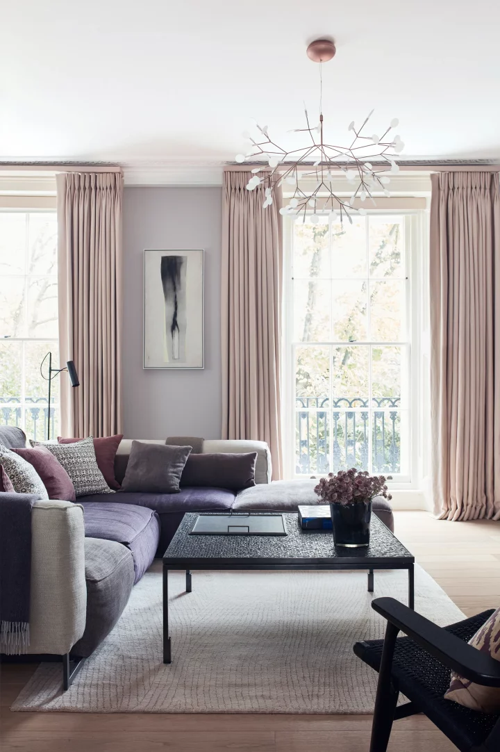 pastel nude pink frenc door curtains