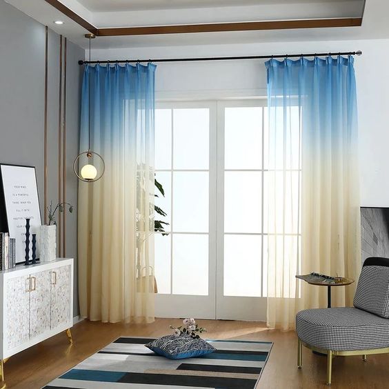 french doors ombre tulle curtains