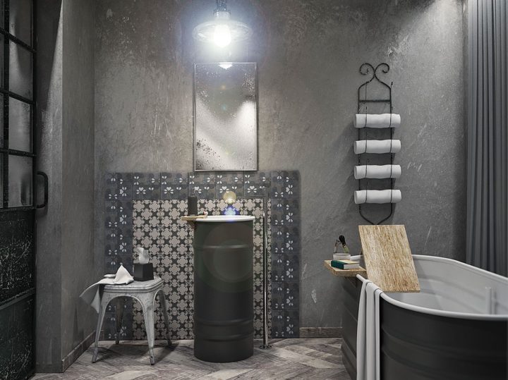 industrial-bathroom-black-tub