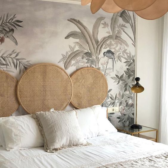 Jungle Themed Bedroom Ideas with boho black and white wallpaper