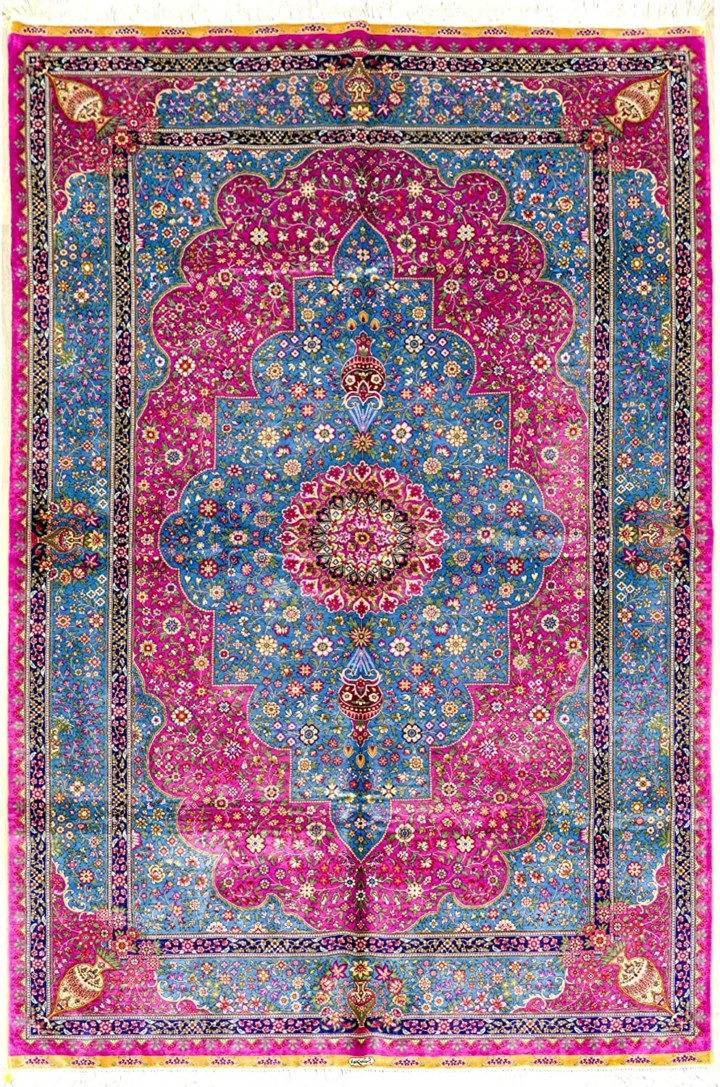 Oriental-Persian-silk-Fuchsia-Pink-Rug