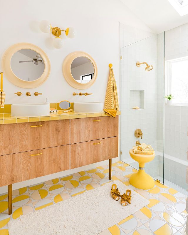 colorful modern yellow bathroom design