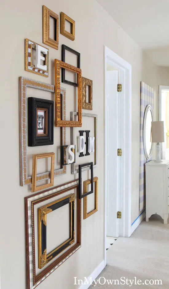 DIY Layered Mirror Gallery Wall with old frames