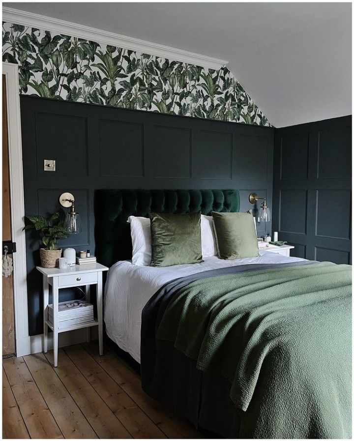 dark green small bedroom design idea