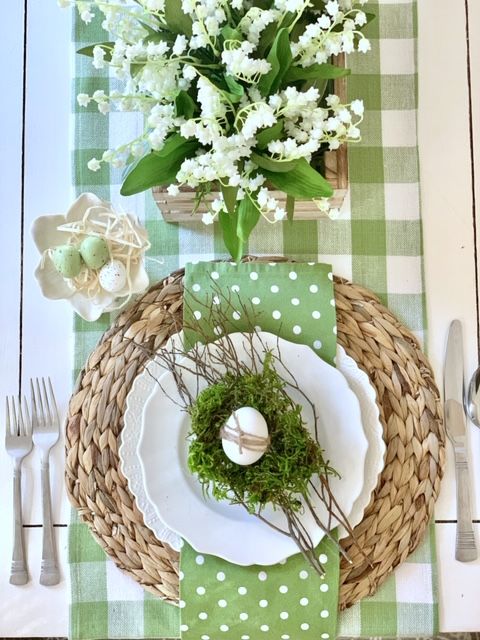 green Easter table setting