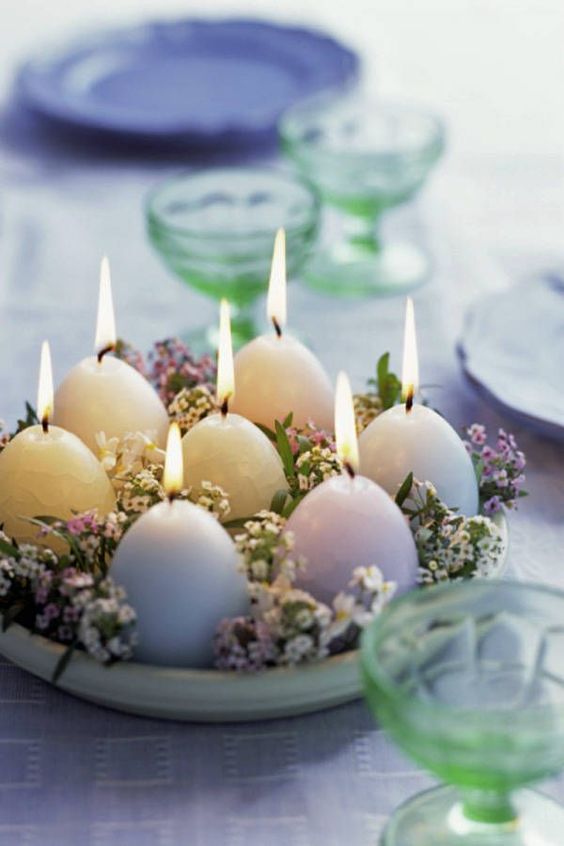 Easter pastel eggs candles