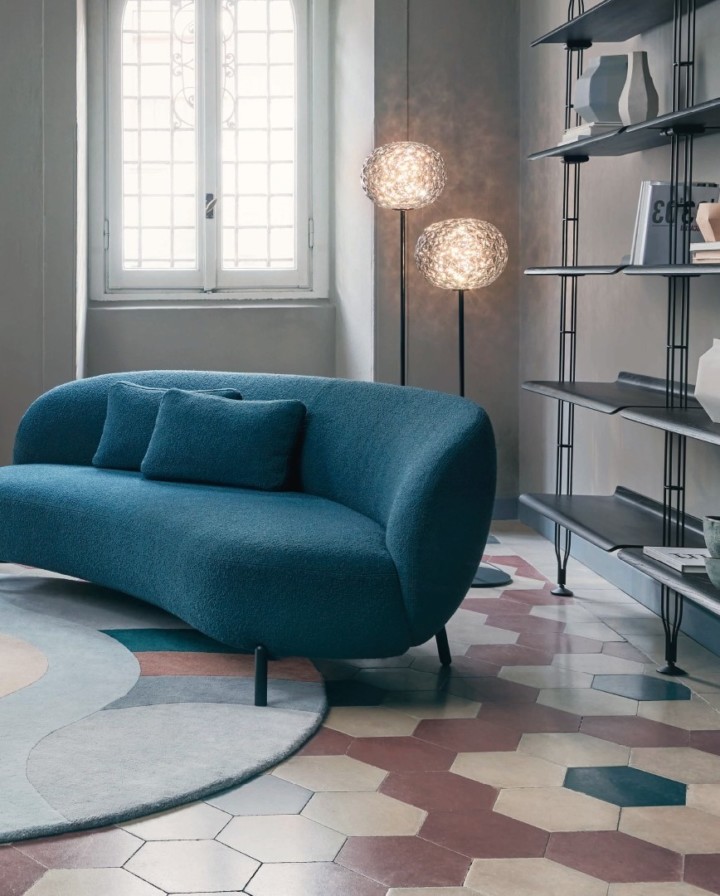 blue curve Lunam sofa system, design by Patricia Urquiola