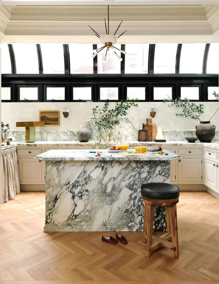 Nate Berkus' home  marble kitchen