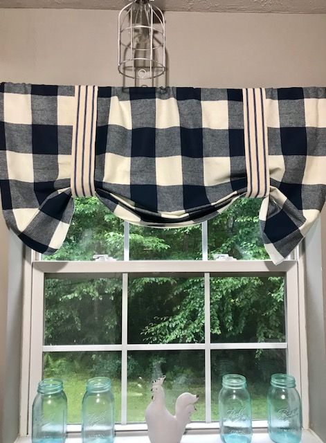 DIY No Sew Buffalo Check Curtains