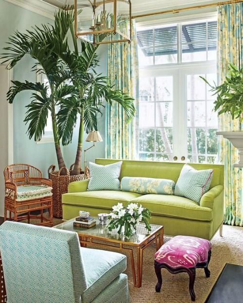 living room with lime sofa