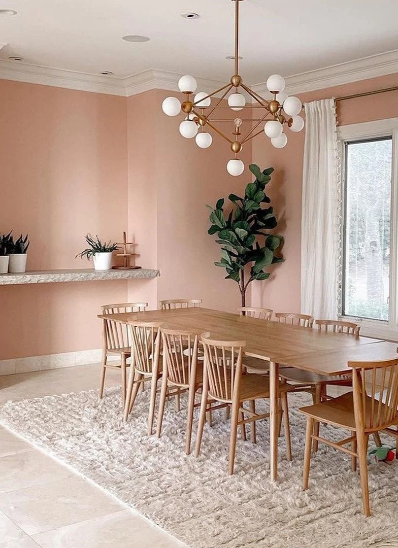 blush pink dining room
